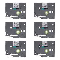 6Pack PTouch TZe131 TZ131 Clear Color Label Tape,Laminated 12mm 0.47 Label Tape, Replace Tze Tz Clear Label Tape Cartridge for PTD210 PTH100 D400AD P700 D600 1230PC Labeler