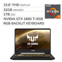 ASUS TUF Gaming 2019 15.6'' FHD Laptop Notebook Computer, AMD Ryzen 7 R7-3750H 2.3GHz, GTX 1660 Ti 6GB Graphics, 32GB RAM, 1TB SSD, RGB Backlit Keyboard, Wi-Fi, Bluetooth, Webcam, HDMI, Windows 10