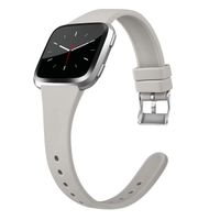 Tobfit Silicone Slim Band Compatible for Fitbit Versa/Lite/SE, Narrow & Thin Sport Wristband with Metal Buckle for Women/Men, Gray, Small