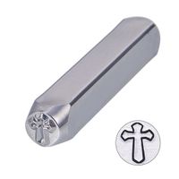 BENECREAT 6mm 1/4" Cross Design Stamps, Metal Punch Stamp Stamping Tool - Electroplated Hard Carbon Steel Tools to Stamp/Punch Metal, Jewelry, Leather, Wood