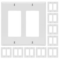 Cmple - White Standard 2-Gang Blank Decora Wall Plate, Polycarbonate Thermoplastic Panel GFCI Double-Gang Cover for Deco