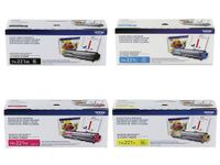 Brother Genuine TN221BK, TN221C, TN221M, TN221Y Color Laser Black, Cyan, Magenta and Yellow Toner Cartridge Set