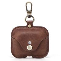 GTTBS-ski Case for Airpods Pro Leather Protective Cover Case for Airpod Pro / 3 Earphones Front LED Visible Genuine Leather Cover Compatible with Wireless Charging 1 Pack,Brown