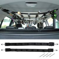Dr.Fish Vehicle Fishing Rod Racks Carrier 7 Rod Combos Holder Heavy Duty Travel Car Rod Saver Metal Clamp Fishing Pole Belt Strap for SUVs Wagons Vans