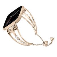 MEFEO Bling Bands Compatible for Fitbit Versa/Versa 2/Fitbit Versa Lite/Versa SE, Stainless Steel Metal Jewelry Bracelet Bangle Strap Wristband Replacment for Fitbit Versa Band Women (Champagne Gold)