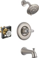 Delta Faucet Linden 14 Series Single-Function Tub and Shower Trim Kit with 5-Spray Touch-Clean Shower Head, Stainless T14494-SS (Valve Included)