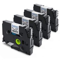 9mm TZe Tape TZe-221 TZ221 Compatible Brother PTouch Laminated Black on White Label Maker Tape for Brother P-Touch PT-H110 PT-D210 PT-1280 PTD-400AD Cube PT-P700, 4PK