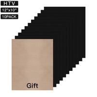JANDJPACKAGING Black Heat Transfer Vinyl for T- Shirts- 10 Sheets,10"x12" Black HTV Iron On Vinyl for Cricut and Silhouette Cameo Including Teflon Sheet