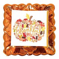 Thankful Deluxe Fall Party Dinnerware Bundle - 3 Items: Dinner Plates, Dessert Plates, Large Napkins