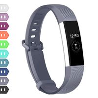 Wekin Replacement Bands Compatible for Fitbit Alta HR and Alta, Breathable Sport Silicone Wristbands Bracelet with Secure Metal Buckle for Woman Men (Large, Gray)