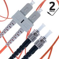 SC to ST Fiber Patch Cable Multimode Duplex - 1m (3.28ft) - 62.5/125um OM1 (2 Pack) - Beyondtech PureOptics Cable Series