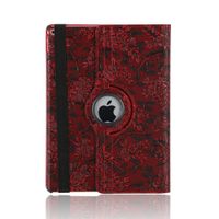iPad Mini 3 Case, elecfan 360 Degree Rotating Standing Cover Floral Pattern Case Protective Flip Folio Cover Ultra Lightweight Flip Cover for Apple 7.9 Inch iPad Mini 1/2 / 3 - Red