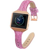 YiJYi Slim Woven Leather Bands Compatible with Fitbit Blaze,Chic Canvas Fabric Band Plus Soft Leather Lining Replacement Strap Wristband (Sakura Purple/Rose Gold Frame)