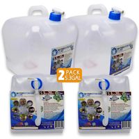 WaterStorageCube BPA-Free Collapsible Water Container 5.3 Gallon with Spigot, Camping Water Storage Carrier Jug for Outdoors Hiking Hurricane Emergency, Foldable Portable FDA Water Canteen (2-Pack)