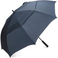 G4Free 54 Inch Automatic Open Golf Umbrella Navy Blue Large Oversize Double Canopy Vented Waterproof Stick Umbrellas Collapsible for Adults Blue