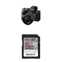 Sony a7 III Full-frame Mirrorless Interchangeable-Lens Camera with 28-70mm Lens Optical with 3-Inch LCD, Black (ILCE7M3K/B) and 64GB memory card