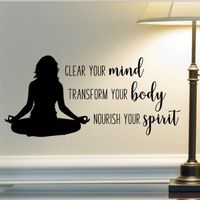 Yoga Quote Wall Decal, Yoga Vinyl Sticker, Mind Body Spirit, 24"X12" Black, Yoga Studio Decor