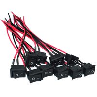 VQVAAQ AC 6A/250V 10A/125V 2 Solder SPST On/Off Mini Boat Wired Rocker Switch 2Pin Toggle SPST Switch Snap with Lines (10 Pcs-Black)