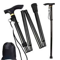 Dliso1 Folding Cane, Trekking Poles for Men, Women, Collapsible Walking Stick, Walking Cane with Carrying Bag, Adjustable,Lightweight, Anti Shock, Rubber Base for Hiking Camping
