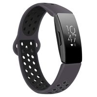 DYKEISS Compatible with Fitbit Inspire HR Fitness Tracker Sport Band, Soft Silicone Replacement Accessory Women Men Breathable Wristband Strap (Large, Gray/Black)