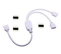 TronicsPros 4 Pin LED Splitter Cable RGB LED Strip Connector Y Splitter 2 Way Splitter for One to Two SMD 5050 3528 2835 RGB LED Tape Light LED Ribbon -30cm/12inch Long (1 to 2 Splitter, White, 1pc)