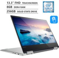 2019 Newest Lenovo Yoga 2-in-1 13.3" Full HD IPS Touchscreen Laptop, Intel Core i5-8250U up to 3.40GHz, 8GB RAM, 256GB PCIe NVMe M.2 SSD, Backlit Keyboard, Wireless-AC, Bluetooth, Windows 10, Platinum