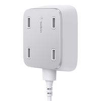 Belkin Family Rockstar Wall-Mountable 4-Port USB Hub - White (Renewed)