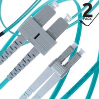 LC to SC Fiber Patch Cable Multimode Duplex - 3m (9.84ft) - 50/125um OM3 10G (2 Pack) - Beyondtech PureOptics Cable Series