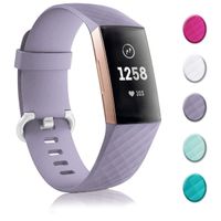 Bands Replacement Compatible for Fitbit Charge 3, Adjustable Wrist Accessories Sport Wristbands for Women&Men (Large, Light Purple)