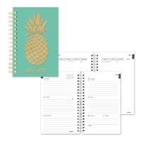 Blueline Weekly/Monthly Academic Planner, July 2019 to July 2020, Twin-Wire Binding, Poly Cover, Pineapple Design, 8 x 5 Inches, Aqua (CA114PI.04-20)