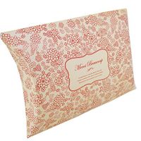 Flower Pattern Pillow Favor Boxes for Candy, Jewelry or Small Gift, Red Color, Pack of 10