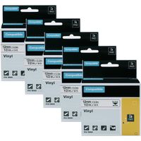 5 Pack Compatible DYMO 18444 Rhino Permanent Vinyl Industrial Label Tape for DYMO Rhino 4200, 5000, 5200, 6000 Industrial Label Maker and More (1/2", Black on White)