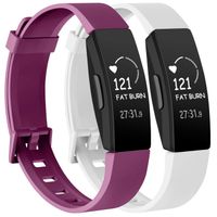 Vancle [2 Pack] Rose Gold Silver Bands Compatible with Fitbit Inspire HR & Inspire & Ace 2 Fitness Tracker for Women Men, Sport Silicone Wristbands for Fitbit Inspire HR (Fuchsia/White, Small)