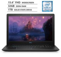 Dell G3 15.6" Full HD Gaming Laptop, Intel Core i5-8300H up to 4GHz, NVIDIA Geforce GTX 1050 Ti 4GB Graphics, 32GB RAM, 1TB Solid State Drive, HDMI, Wireless-AC, Bluetooth, Windows 10, Black