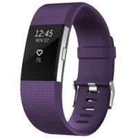 SKYLET Compatible with Fitbit Charge 2 Bands, Replacement Bands Compatible with Fitbit Charge 2 Bracelet Solid Colors with Secure Watch Clasp [Large, Purple]
