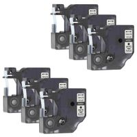 GREENCYCLE Replacement Label Tape Compatible for Dymo 45021 S0720610 D1 White on Black 12mm Label Maker Pack of 6