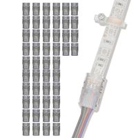 GRIVER 4 Pin LED Connector for Waterproof 5050 LED Strip Light- Strip to Wire Quick Connection (48Pcs 4-Pin Strip to Wire Connectors)