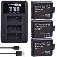 PowerTrust 3Pack 1180mAh PG1050 Battery Akku and LED 3Slots USB Charger for EKEN H9 H9 H3 H9R H8PRO H8R H8 pro SJ4000 SJCAM SJ5000 M10 Camera Batteries
