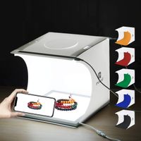 PULUZ Portable Mini Photo Studio Kit 24 x 23 x 22 cm Foldable Light Box + Shadowless LED White Background LED Lighted Panel with 6 Backgrounds for Photographing Small Products