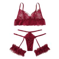 Lingerie for Sex Women Lace Lingerie Front Closure Babydoll V Neck Chemise Wine