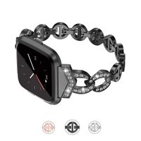 TOYOUTHS Bling Strap Compatible with Fitbit Versa/Versa 2/Versa Lite & Special Edition Bands for Women Stainless Steel Metal Replacement Bracelet with Diamonds Wristband Accessories Black