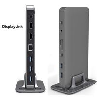 Universal Docking Station - Mydours Triple Monitor Laptop Dock Compatible with Mac OS, Chromebook and Windows Laptops (4K HDMI,Mini DisplayPort,Gigabit Ethernet,SD Reader Port,Audio,USB-C,5USB3.0)