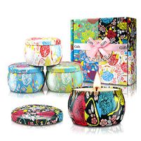 YMING Scented Candles Gift Set, Gardenia, jasmine, French vanilla, lavender, 4X4.4Oz 120 Hours Natural Wax Aromatherapy Candles Christmas Gifts for women