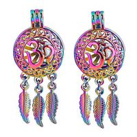 5X Rainbow Dream Catcher 3D Pearl Cage Round Locket Pendant For DIY Necklace Prom Pretty Beautiful Cute Elegant Fashionable Womens Beads Accessory Daily Best
