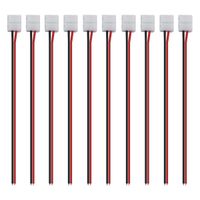 iCreating 8mm 2 Pin LED Strip Connector with Pigtail (10pcs), 3528 Flexible LED Connector Solderless Clamp On Pigtail Adapter for 8mm Wide SMD 3528 2835 Single Color Flexible LED Tape