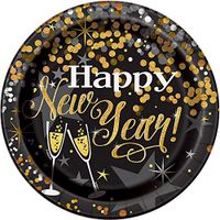 Unique 58055 tableware Paper Plate, 9", Black/Gold/Silver