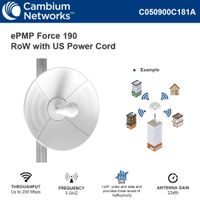Cambium Networks C050900C181A ePMP Force 190 5GHz Integrated Radio, Subscriber Module, Rest Of World (RoW) With US Power Cord (US Cord)