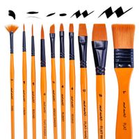 Mont Marte Art Paint Brushes Set for Painting, 10 Variety of Brushes Types for Class, Kids, Artists- Nice Art Brushes for Acrylic Painting