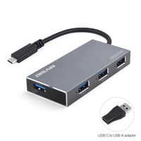 DISAIN 4-Port USB C Hub, Portable USB Type C Hub Adapter with 4 USB 3.0 Ports for MacBook Pro 2018 2017 iMac, Google Chromebook & More USB Type C Devices (Deep Grey)