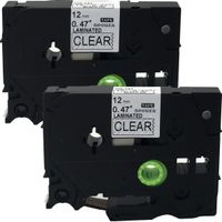 2PK Black on Clear Label Tape Compatible for Brother TZ 131 TZe 131 12mm P-Touch 8m ACD.auto